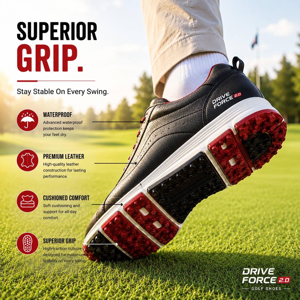 Apex Grip™ | Premium Waterproof Golf Shoes